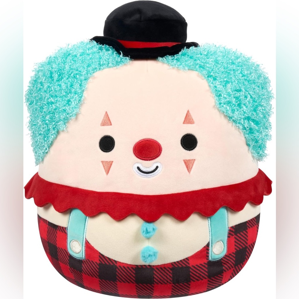 NWT Squishmallows 12" Ukee the Clown - Teal Hair, Bowler Hat, Halloween
